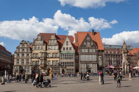 BREMEN, GERMANY - APR 5: Main square in the old town of Bremen. April 5, 2014 in Bremen, Germanyのeditorial素材