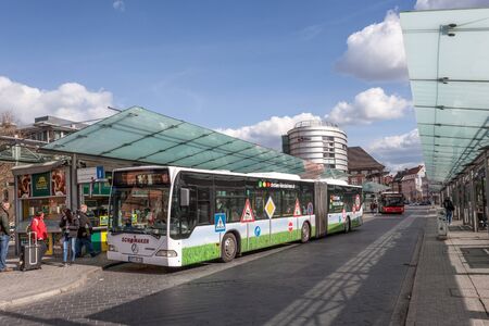 BREMEN, GERMANY - APR 5: Bus stop at the Central Train Station in Bremen. April 5, 2014 in Bremen, Germanyのeditorial素材