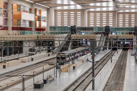 ZARAGOZA, SPAIN - MAY 26: Interior of Zaragoza Delicias - the main train station in Zaragoza. May 26, 2015 in Zaragoza, Spainのeditorial素材