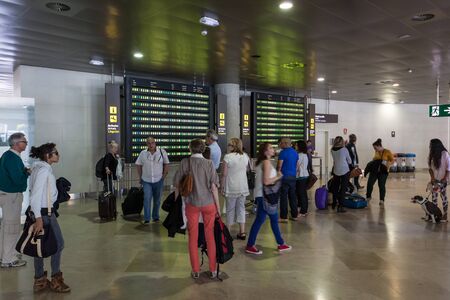 VALENCIA, SPAIN - MAY 25: Passengers waiting for their flight at the airport of Valencia. May 25, 2015 in Valencia, Spainのeditorial素材