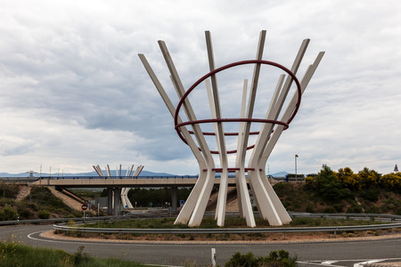 ARAGON, SPAIN - MAY 25: Architectural structures on the highway in the province of Aragon. May 25, 2015 in Spainのeditorial素材