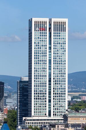 FRANKFURT - JULY 10: UBS Tower skyscraper in the city of Frankfurt Main. July 10, 2015 in Frankfurt,...