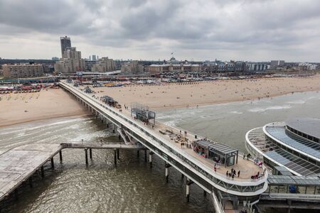 SCHEVENINGEN, NETHERLANDS - AUG 10: High angle view over The Pier in Scheveningen. August 10, 2015 in Scheveningen, Netherlandsのeditorial素材