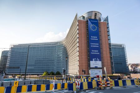 BRUSSELS, BELGIUM - AUG 21: Le Berlaymont -  the European Comission building in Brussels. August 21, 2015 in Brussels, Belgiumのeditorial素材