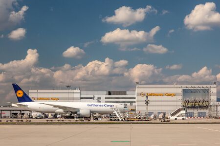 FRANKFURT - SEP 11: Lufthansa Cargo Boeing 777 Freighter aircraft at the Frankfurt International...