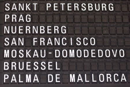 Flight Information board at the Frankfurt International Airport, Germany