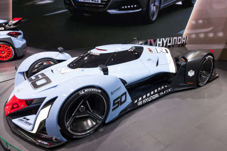 FRANKFURT, GERMANY - SEP 22: Hyundai Muroc Gran Turismo Super Car at the IAA International Motor Show 2015. September 22, 2015 in Frankfurt Main, Germanyのeditorial素材