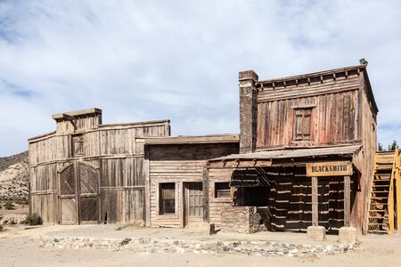 Wooden buildings in an abandoned american ghost townのeditorial素材