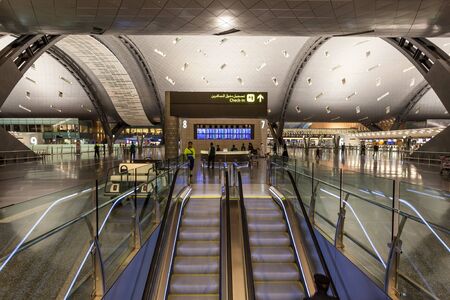 DOHA, QATAR - NOV 23: Interior of the new Hamad International Airport in Doha. November 23, 2015 in...