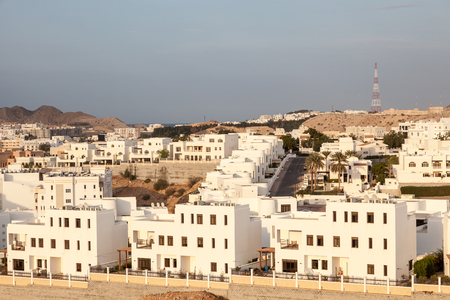 Suburb with modern residential houses in Muscat, Sultanate of Omanのeditorial素材