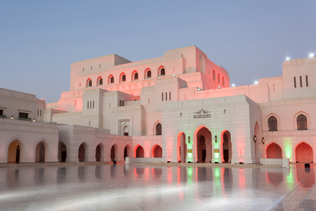 MUSCAT, OMAN - NOV 27: The Royal Opera House (ROHM) in Muscat illuminated at night. November 27, 2015 in Muscat, Oman, Middle Eastのeditorial素材