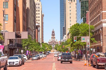 FORT WORTH, TX, USA - APR 6: Street in Fort Worth downtown district. April 6, 2016 in Fort Worth, Texas, USAのeditorial素材