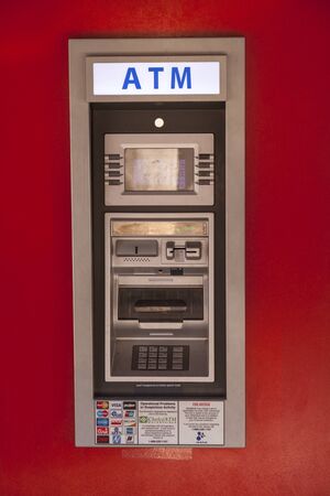 FORT WORTH, USA - APR 6: Mini ATM accepting all popular cards in the Fort Worth Stockyards District. April 6, 2016 in Fort Worth, Texas, USAのeditorial素材
