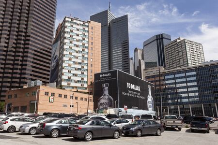 DALLAS, USA - APR 7: Absolut Vodka commercial on a building downtown in Dallas. April 7, 2016 Dallas, Texas, United Statesのeditorial素材