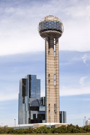 DALLAS, USA - APR 7: The famous Reunion Tower with a 171 m high observation deck in Dallas Downtown....