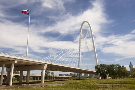 DALLAS, USA - APR 8: The Margaret Hunt Bridge over the Trinity River in Dallas. April 8, 2016 in...