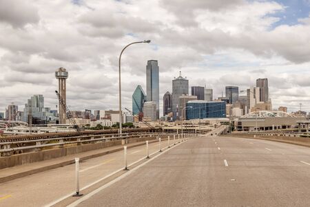 Dallas downtown skyline view from the Trinity River Bridge. Texas, United Statesの写真素材