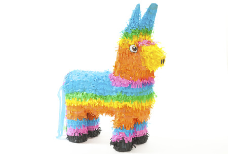 Mexican Donkey Pinata isolated over white backgroundの写真素材