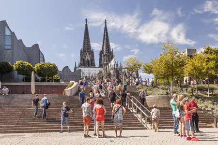 COLOGNE, GERMANY - AUG 7, 2016: People in front of the Cologne Cathedral. North Rhine-Westphalia, Germanyのeditorial素材