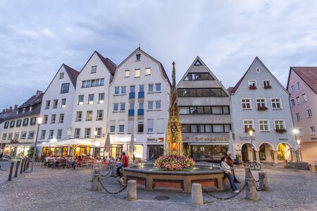 ULM, GERMANY - AUG 17, 2016: Syrlin fountain at the market place in the old town of Ulm, Baden Wurtemberg, Germanyのeditorial素材