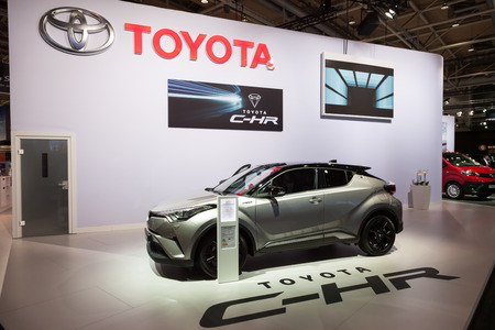 Hannover, Germany - Sep 23, 2016: Toyota presents the new C-HR Crossover SUV at the IAA 2016 in Hannover, Germanyのeditorial素材