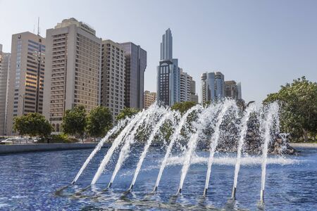 Fountain at the corniche park in Abu Dhabi, United Arab Emiratesのeditorial素材