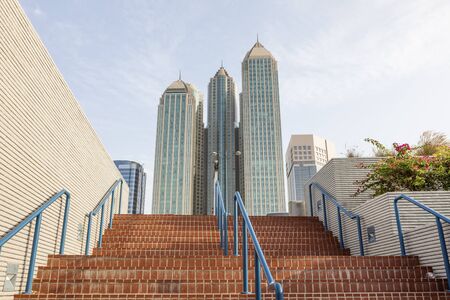 Highrise buildings at the corniche in Abu Dhabi, United Arab Emiratesの写真素材