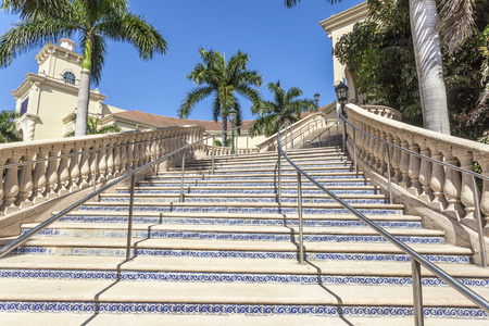 HALLANDALE BEACH, USA - MAR 11, 2017: Stairway at the Gulfstream Park and Casino in Hallandale Beach, Florida, United Statesのeditorial素材