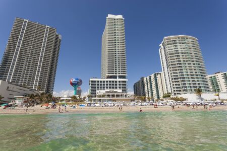 HALLANDALE BEACH, USA - MAR 11, 2017: Waterfront buildings in the city of Hallandale Beach. Florida, United Statesのeditorial素材