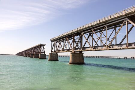 Old Bahia Honda railroad bridge at the Florida Keys, United Statesの写真素材