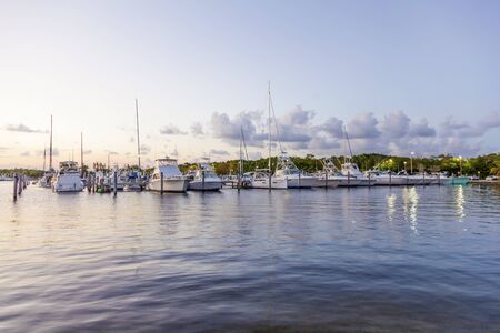 Yachts and fishing boats at the marina in Coral Gables. Miami, Florida, United Statesの写真素材