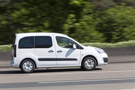 Frankfurt, Germany - March 30, 2017: White Citroen Berlingo van driving on the highway in Germanyのeditorial素材
