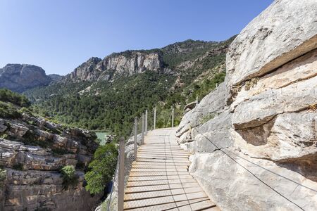 Hiking trail 'El Caminito del Rey' - King's Little Path, former world's most dangerous footpath wich was reopened in May 2015. Ardales, Malaga province, Spainの写真素材