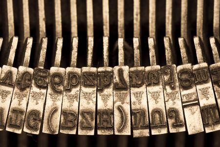 Closeup of the letters of a vintage mechanical typewriterの写真素材