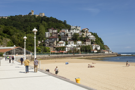 San Sebastian, Spain - June 7, 2017: Promenade at the La Concha bay in the city of San Sebastian, Basque country, Spainのeditorial素材