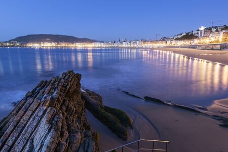 Beach at the La Concha bay in San Sebastian, Donostia. Basque country, Spainの写真素材