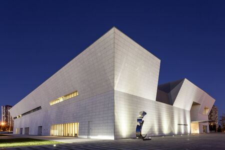 Toronto, Canada - Oct 19, 2017: Exterior view of the Aga Khan Museum at night. Toronto, Canadaのeditorial素材