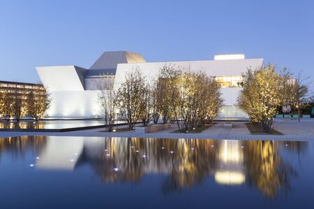 Toronto, Canada - Oct 19, 2017: Exterior view of the Aga Khan Museum at night. Toronto, Canadaのeditorial素材