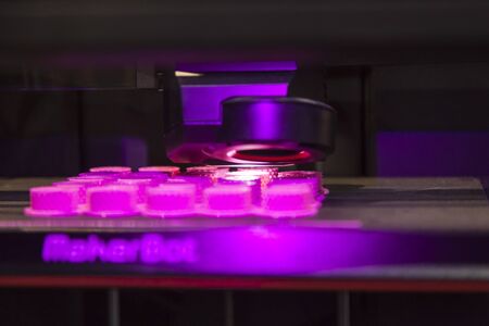 Frankfurt, Germany - Sep 20, 2017: Closeup of a 3D printer Makerbot Replicator Miniのeditorial素材