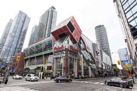 Toronto, Canada - Oct 14, 2017: Cube on top of the Scotiabank Entertainment Centre building downtown...