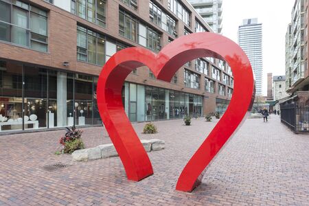Toronto, Canada - Oct 13, 2017: Red hearth at the historic distillery district in Toronto. Province of Ontario, Canadaのeditorial素材
