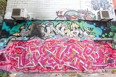 Toronto, Canada - Oct 12, 2017: Colorful graffiti in the graffiti alley in the city of Toronto. Province of Ontario, Canadaのeditorial素材