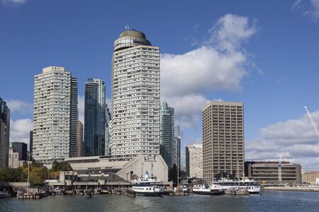 Toronto waterfront buildings and ferry terminal. Province of Ontario, Canadaの写真素材