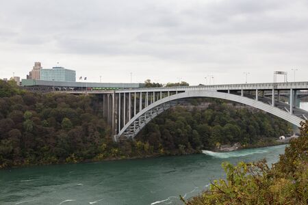 The Rainbow Bridge over the Niagara River connecting Niagara Falls Ontario Canada to Niagara Falls New York USA
の写真素材