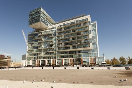 Toronto, Canada - Oct 20, 2017: Contemporary luxury residential apartment building at the waterfront...