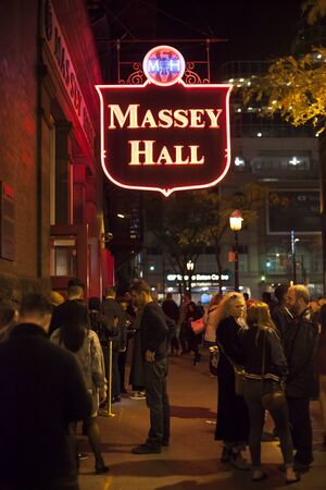 Toronto, Canada - Oct 21, 2017: Exterior of the performing arts theater Massey Hall in the city of Torontoのeditorial素材