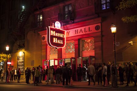 Toronto, Canada - Oct 21, 2017: Exterior of the performing arts theater Massey Hall in the city of Torontoのeditorial素材