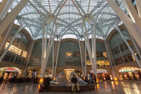 Toronto, Canada - Oct 21, 2017: Interior of the Brookfield Place in Toronto. Brookfield Place is an office and shopping complex downtown in Toronto, Canadaのeditorial素材