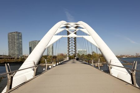 Toronto, Canada - Oct 19, 2017: The Humber Bay Arch Bridge in the city of Toronto, Canada のeditorial素材