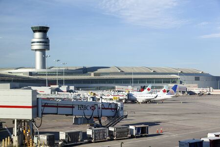 Toronto, Canada - Oct 22, 2017: Air Canada and rouge airplanes at the Toronto Pearson International Airport, Canadaのeditorial素材